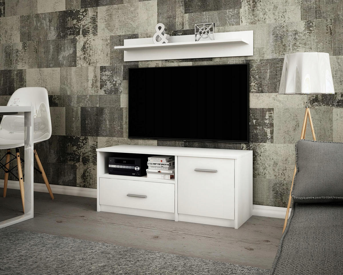 FERNSEHKOMMODE BODO 1D1S Weiß 98/35/42 cm - Weiß, Holzwerkstoff (98/42/35cm) - Matkam Möbel