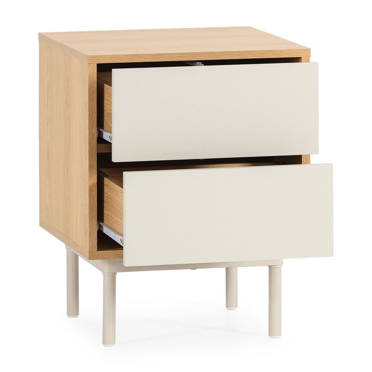 NACHTTISCH Cuzco 2 schubladen Eichenfarbe/grau - Grau, Holzwerkstoff (40/52/40cm) - VS Venta-stock