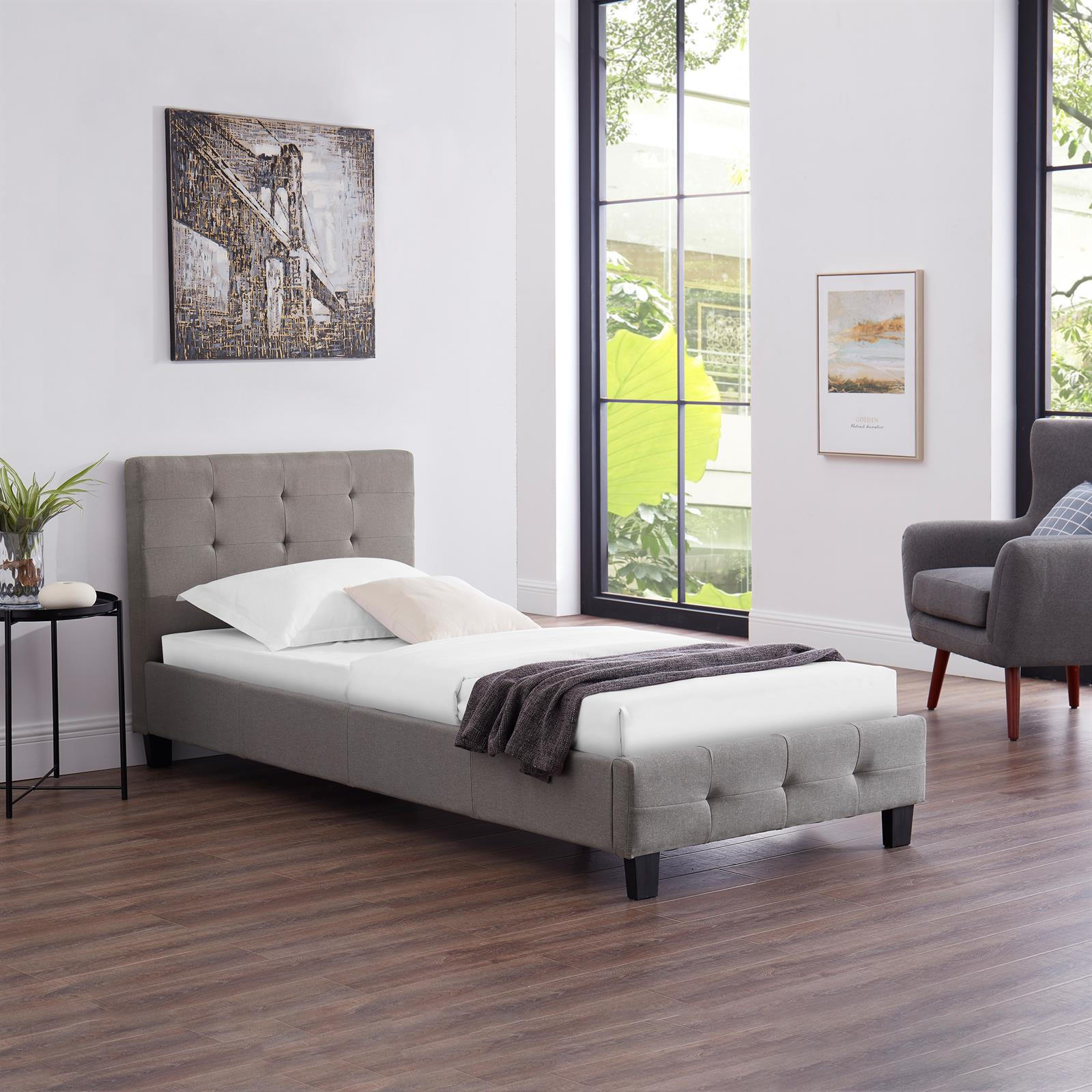 POLSTERBETT OHIO 90X200 CM - Grau, Textil (90/200cm) - CARO-Möbel