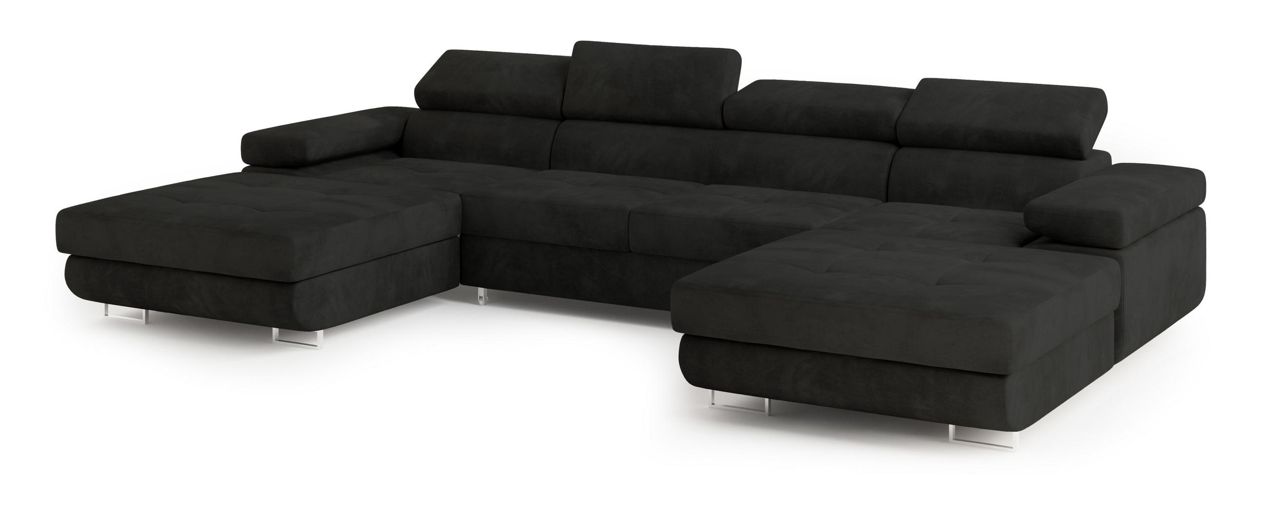 ROHOVÁ SEDAČKA LYKKE černá - stříbrná/černá, kov/dřevo (353/202cm) - MASSENO