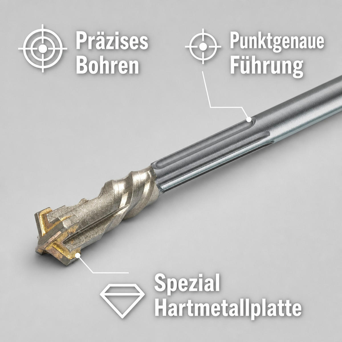 HAMMERBOHRER für SDS-MAX 4-Schneider Ø 20,0mm x 520mm Länge - Silberfarben, Metall (52/2/2cm) - KLASEBO