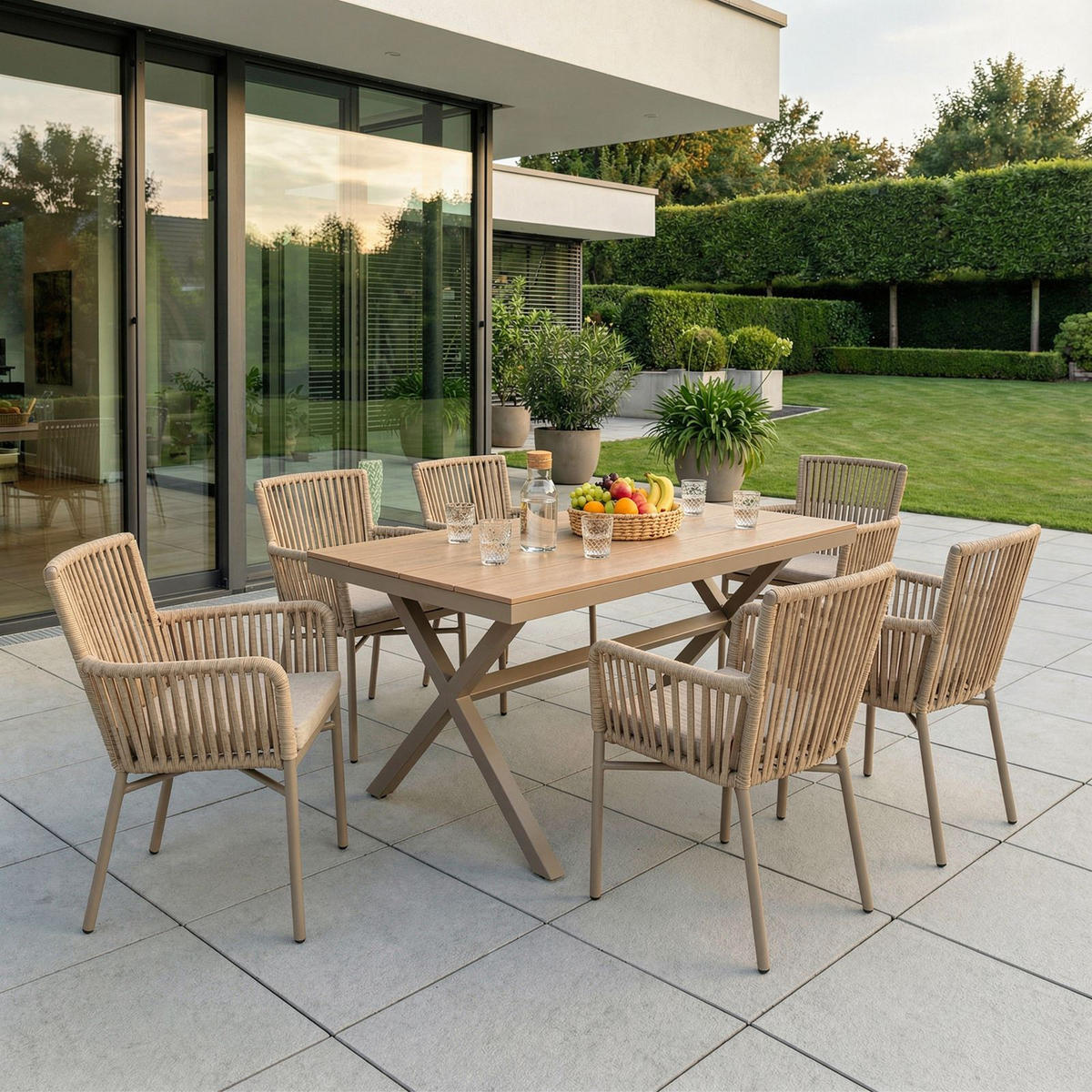 GARTENMÖBEL SET AFUERA - Braun, Metall - CARO-Möbel