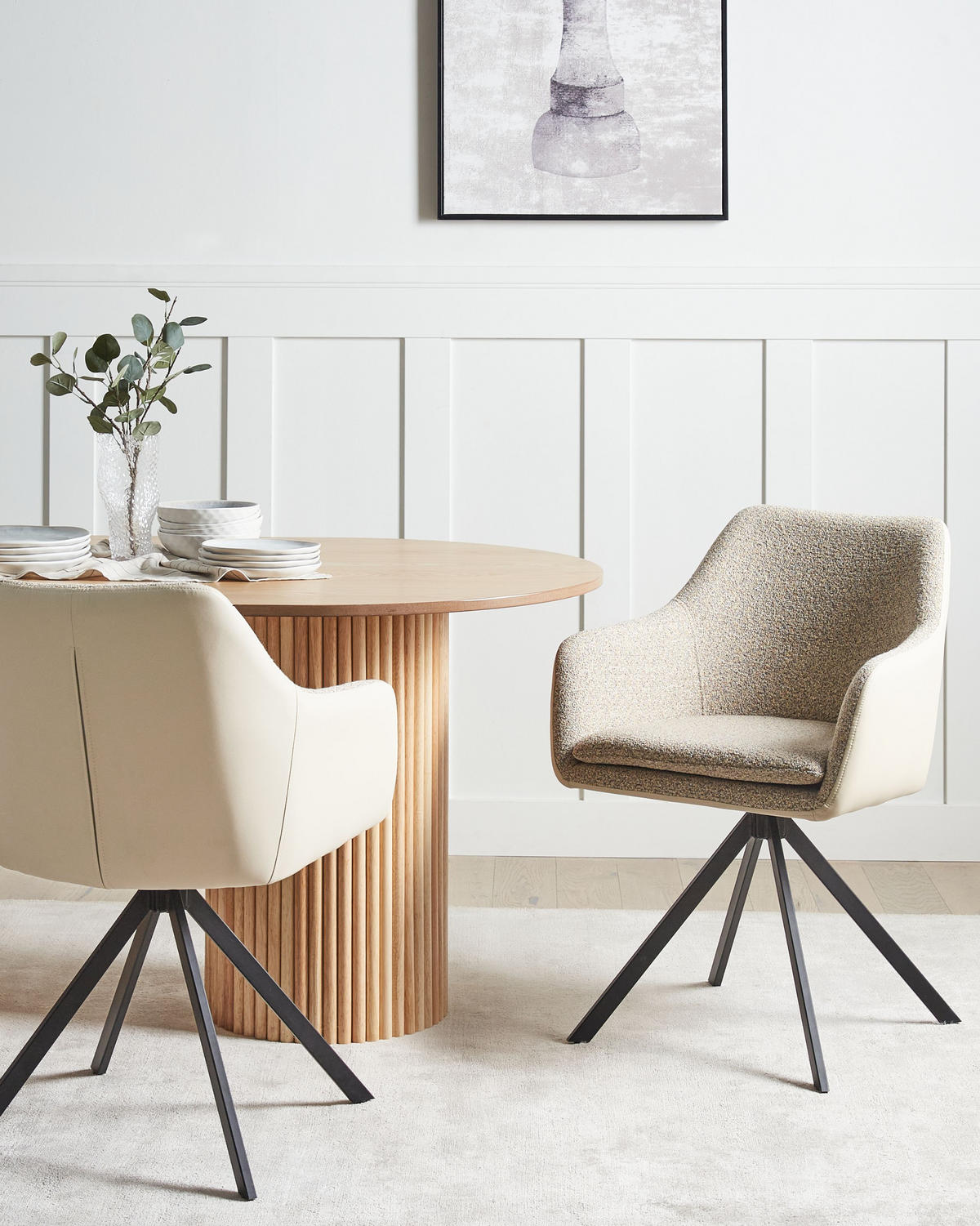 ESSZIMMERSTUHL 2er-Set Taupe Lithia - Taupe/Schwarz, Textil (58/86/63cm) - Beliani