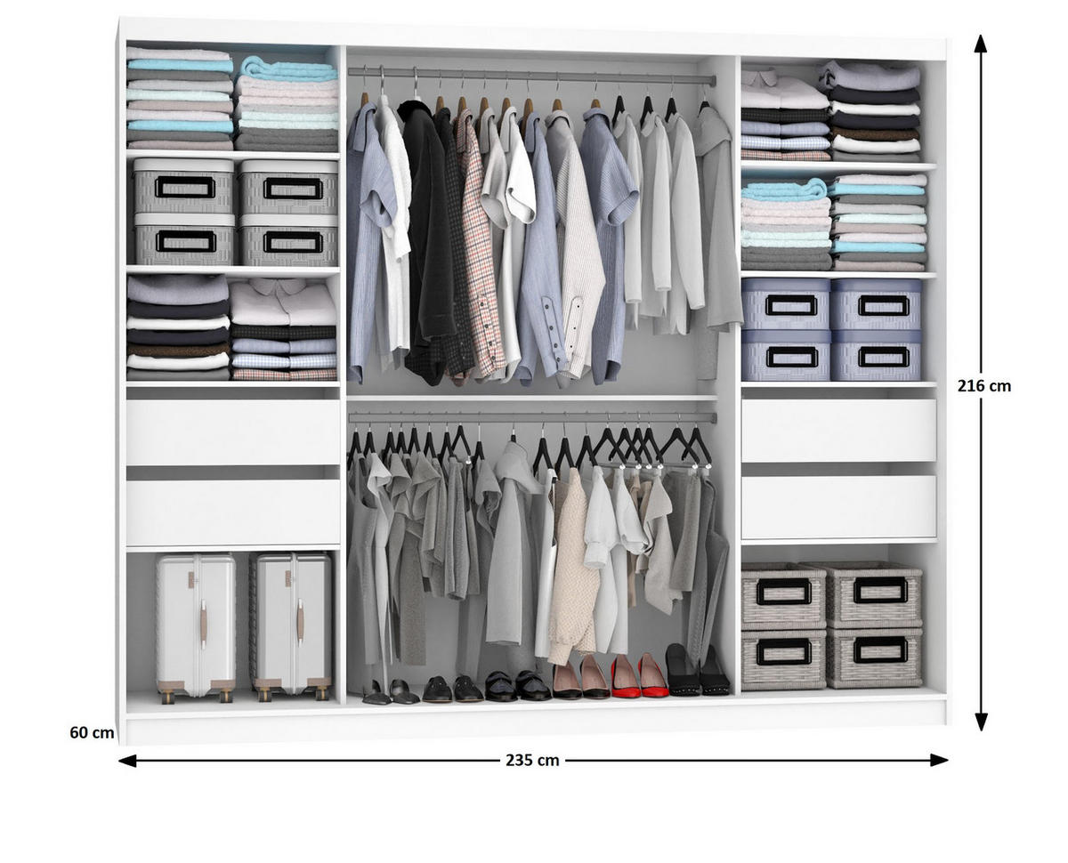 SCHWEBETÜRENSCHRANK Verona MBP, Schwarz/Goldbraun Matt, 232 cm, mit Spiegel - Braun, Holz (232/216/60cm) - B BELINI GROUP