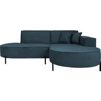 ECKSOFA Hana Loft 3-Sitzer Ecke Rechts, Cordstoff Chenille, Dunkelblau 241/80/168 cm - Blau/Schwarz, Textil/Metall (241/168cm) - WFL GROUP