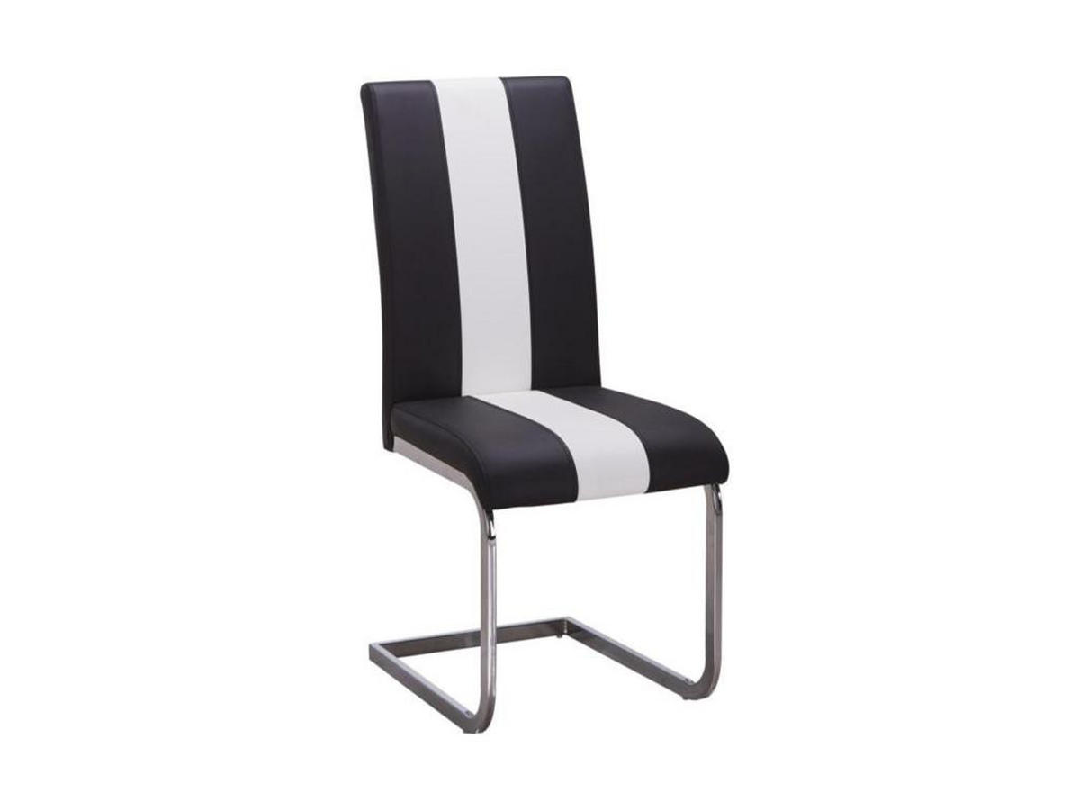 STUHL 4er-Set - Kunstleder - Schwarz & Weiß - TRINITY - Schwarz, Leder (42.5/100/58cm) - Vente-Unique