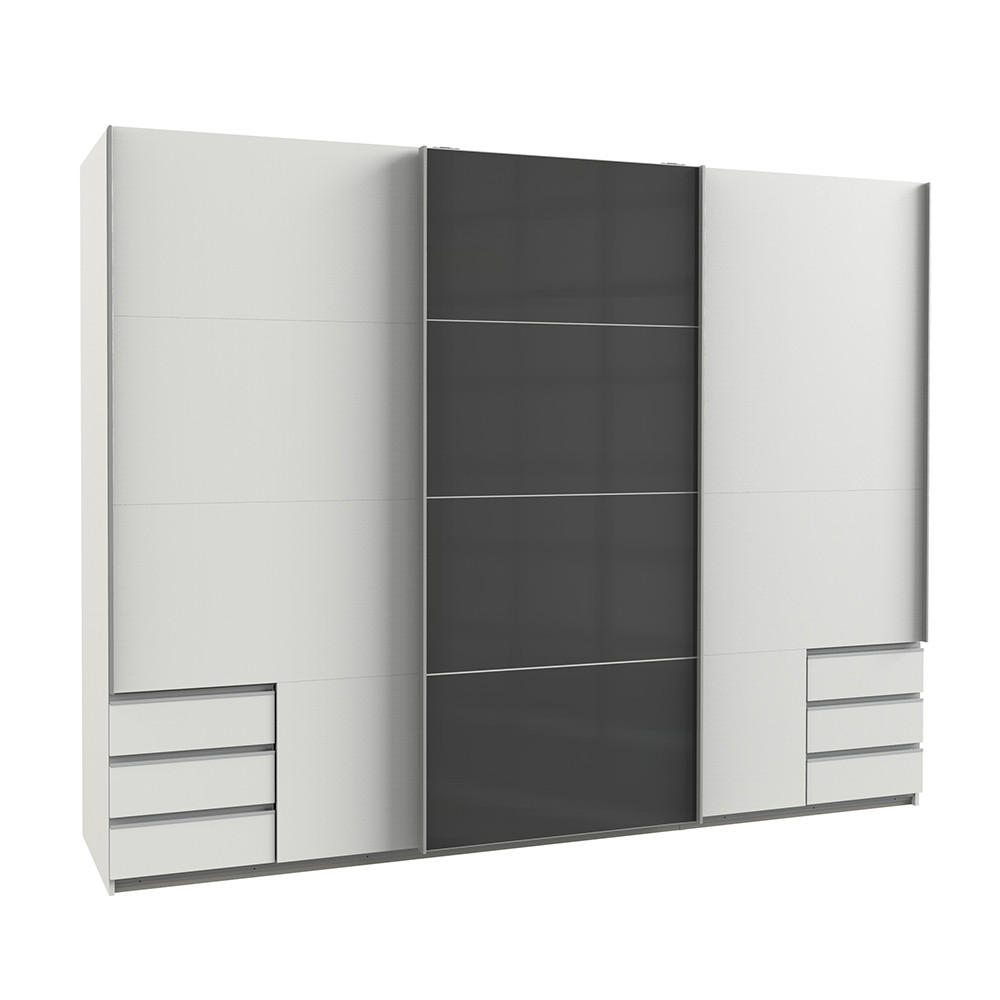 SCHWEBETÜRENSCHRANK Vieste-43 - Weiß, Holzwerkstoff (270/208/65cm) - Lomado