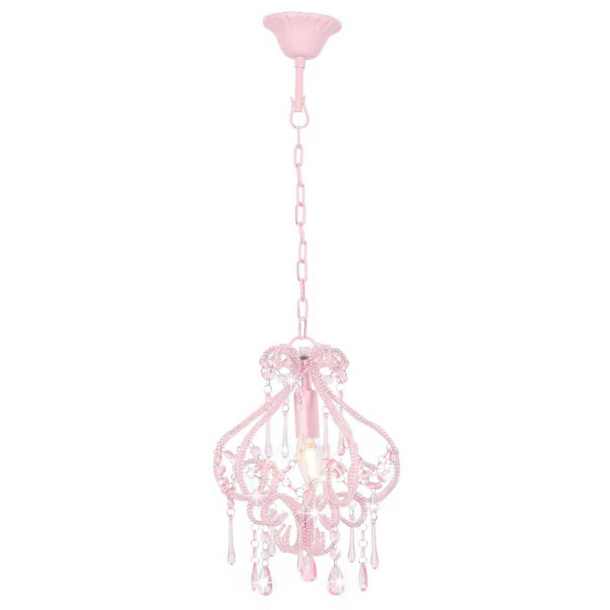 DECKENLEUCHTE Mit Perlen Rosa Rund E14 - Pink, Metall (24/4/32cm) - vidaXL