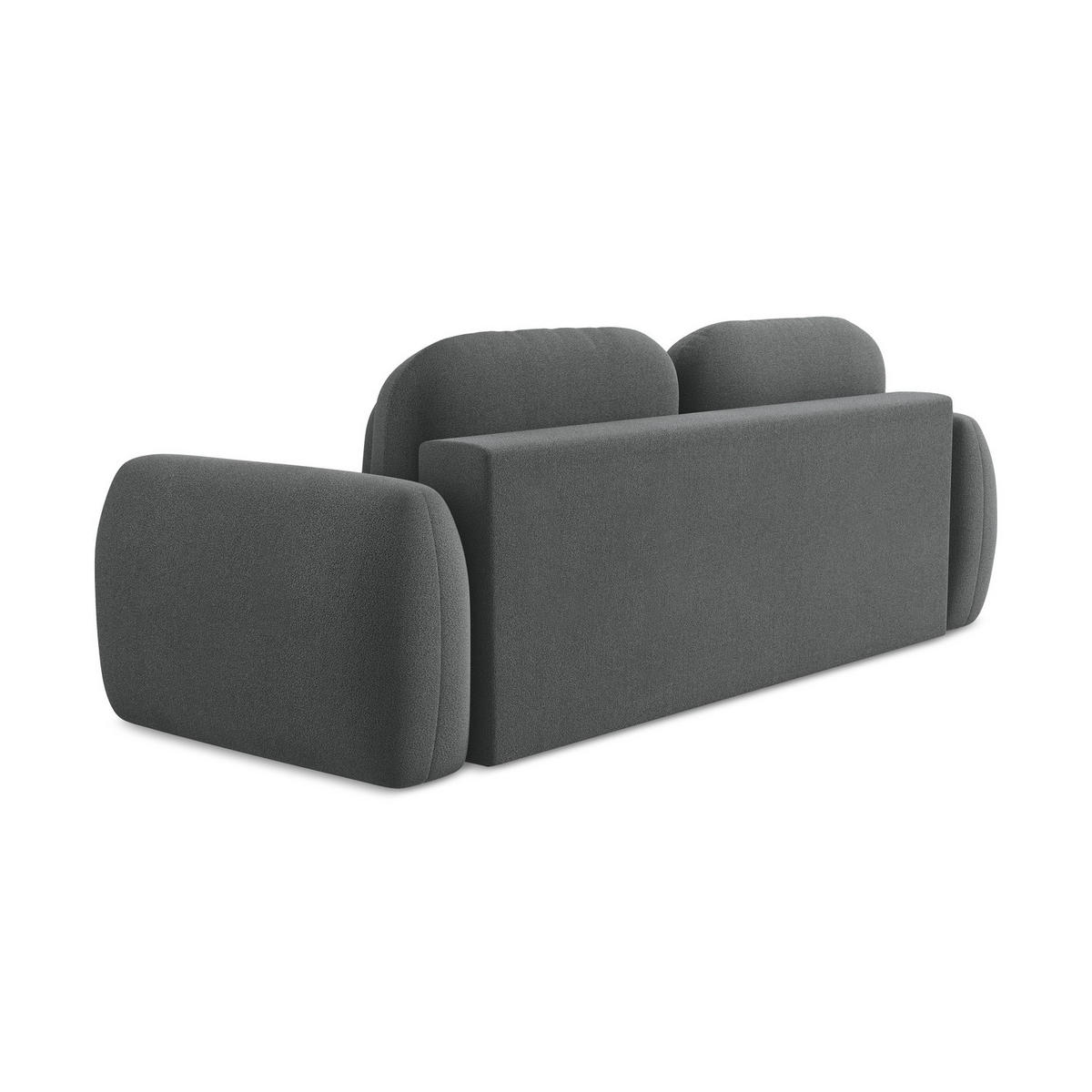 3-SITZER SOFA mit Schlaffunktion Bouclé Stoff Grau - Dunkelgrau/Schwarz, Holzwerkstoff/Kunststoff (266/95/121cm) - LaMiaSofa
