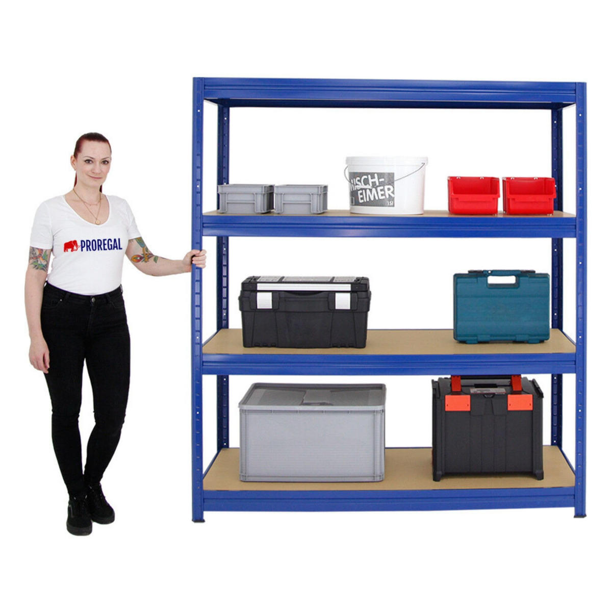 SCHWERLASTREGAL Dino 180x160x60 cm Fachlast 600 kg Blau - Blau, Metall (160/180/60cm) - PROREGAL