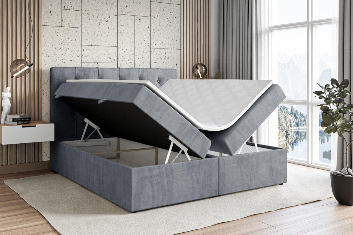 BOXBETT mit Matratze H3 und Lattenrost - MIRAGE - 200x200 Grau - Grau, Holzwerkstoff (200/200cm) - ALTDECOR