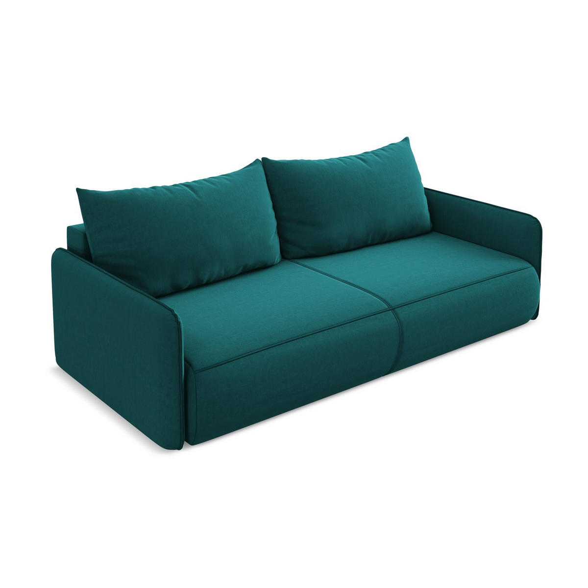3-SITZER SOFA mit Schlaffunktion Samt Stoff Blau - Blau/Petrol, Kunststoff/Textil (216/86/105cm) - LaMiaSofa