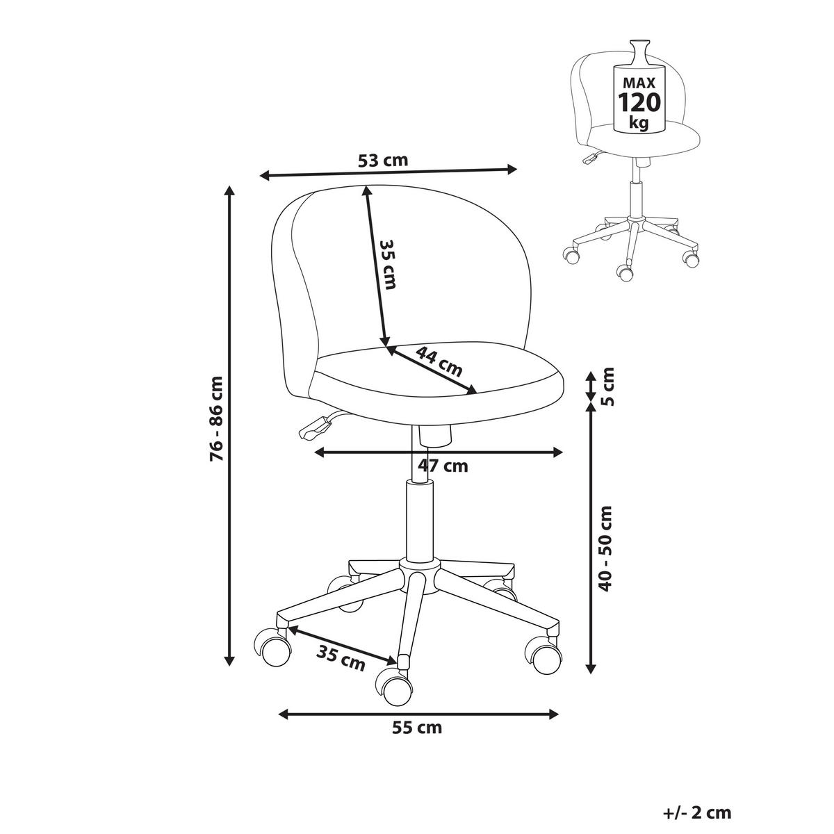 BÜROSTUHL Cord Cremeweiß Miles - Weiß, Textil (55/76/55cm) - Beliani