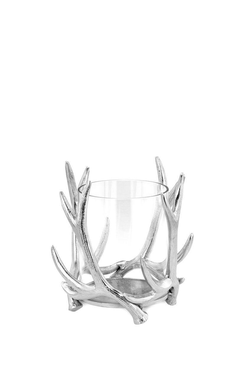 WINDLICHT Geweih H 20 cm, Außen-Ø 20 cm - Silberfarben, Paraffin (20/20/20cm) - Hermann Bauer jun. Kollektion GmbH