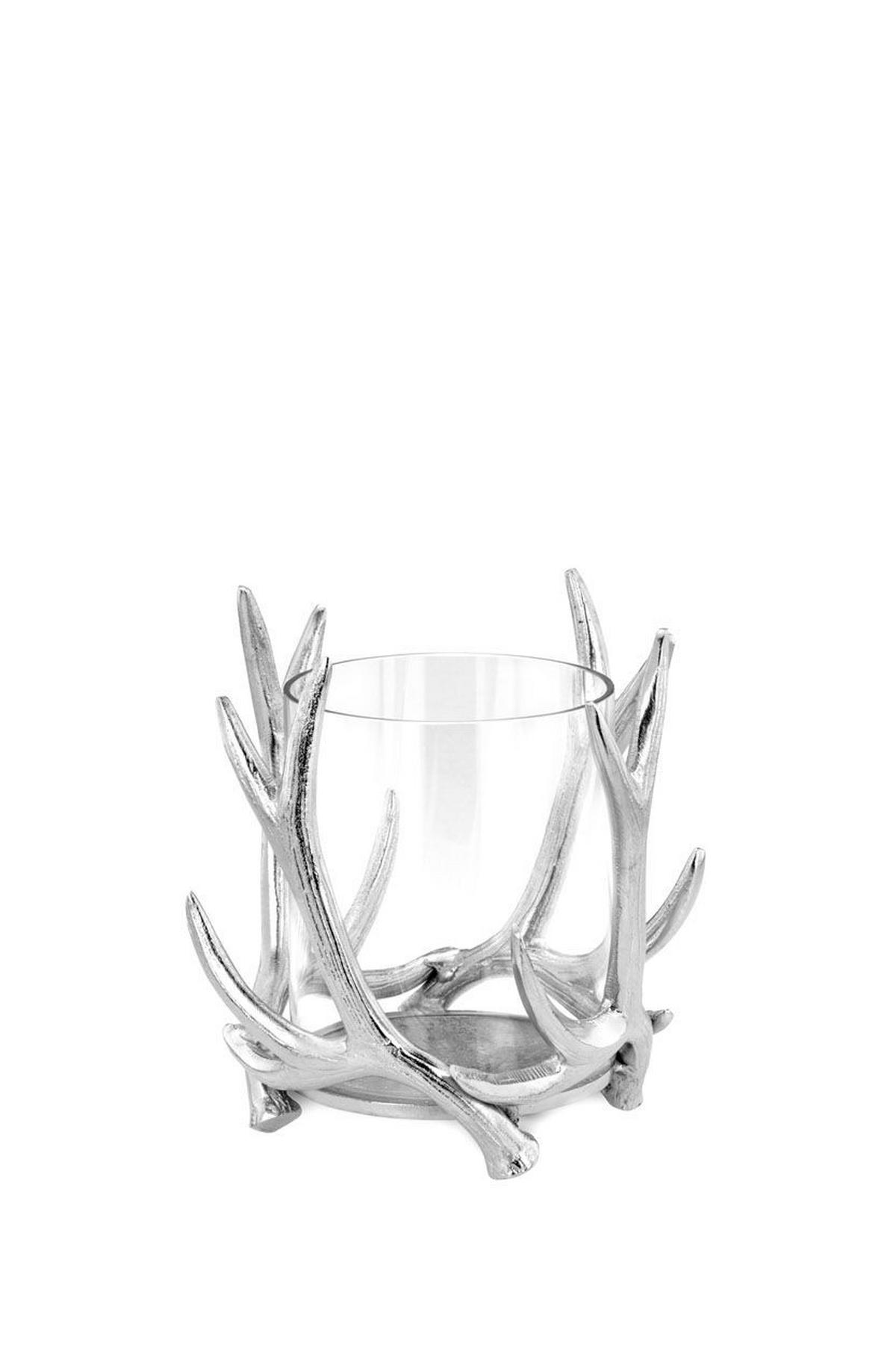 WINDLICHT Geweih H 20 cm, Außen-Ø 20 cm - Silberfarben, Paraffin (20/20/20cm) - Hermann Bauer jun. Kollektion GmbH