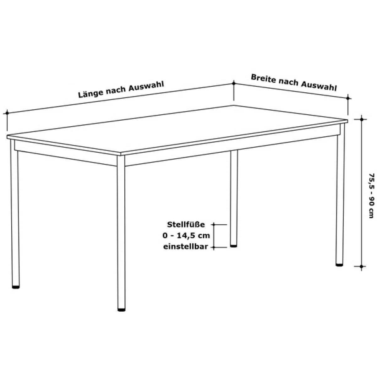 SCHREIBTISCH VST1 140 x 60 cm Schwarz – höhenverstellbar - Chromfarben/Schwarz, Holzwerkstoff (140/60/75.5cm) - Versee