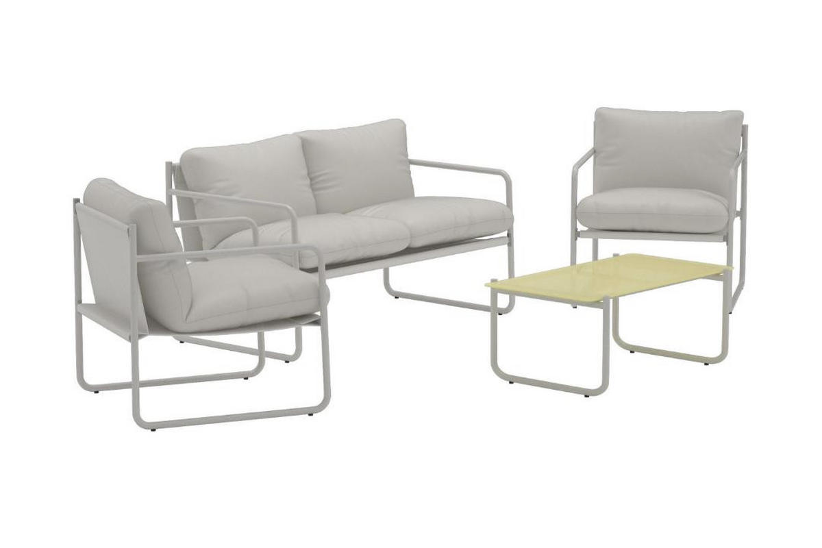 GARTENSET, Thassos, Grau, Stahl, 50 x 90 x 38 cm, 4-teilig - Grau, Metall - ebuy24
