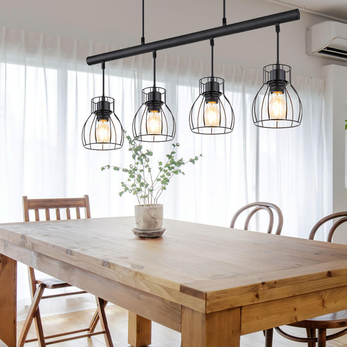 LED HÄNGELEUCHTE Käfig Design Schwarz - Schwarz, Metall (77/14/120cm)