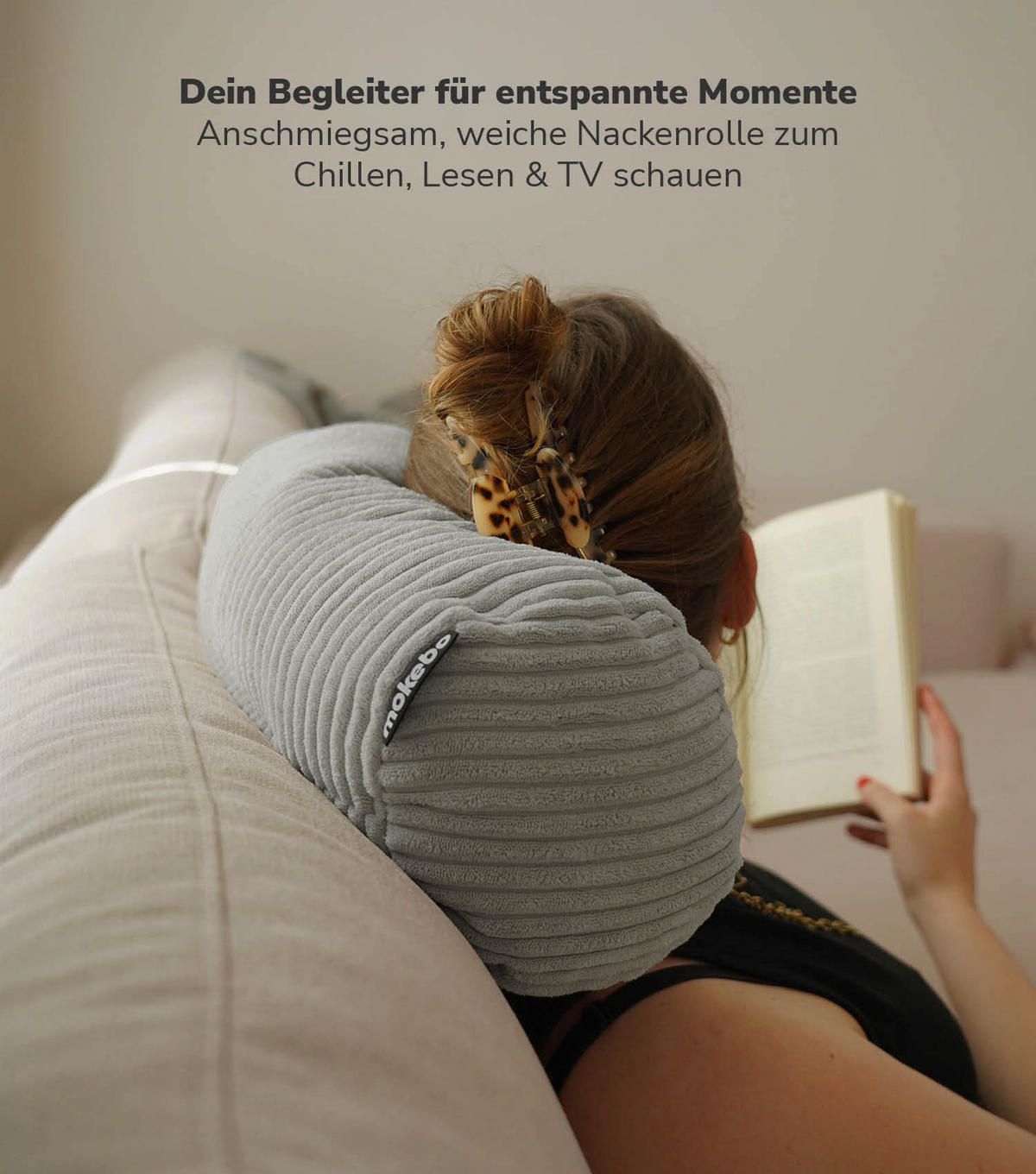 NACKENKISSEN Das Nickerchen - Grau, Textil (17.5/37cm) - Mokebo