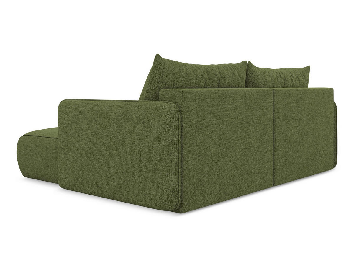ECKSOFA Rechts mit Schlaffunktion Chenille Stoff Grün - Dunkelgrün/Schwarz, Kunststoff/Textil (207/148cm) - Makamii