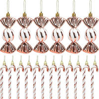 WEIHNACHTSBAUMSCHMUCK 18-teiliges Set Zuckerstangen & Kugeln Roségold - Pink, Kunststoff (5/3/14cm)
