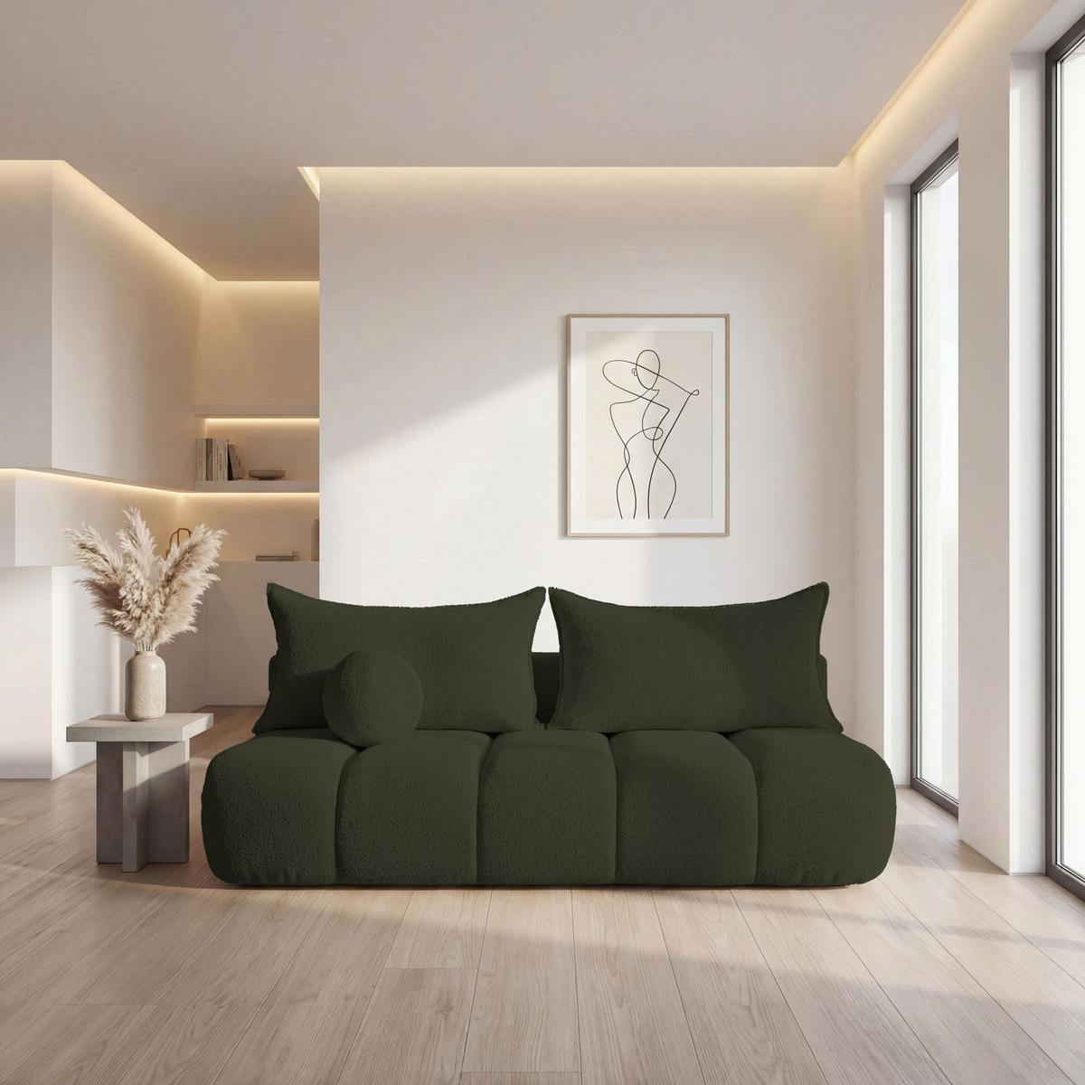 SCHLAFSOFA Milla mit Bettkasten, Dunkelgrün 205/97/85 cm - Dunkelgrün, Textil/Metall (205/97/85cm) - WFL GROUP