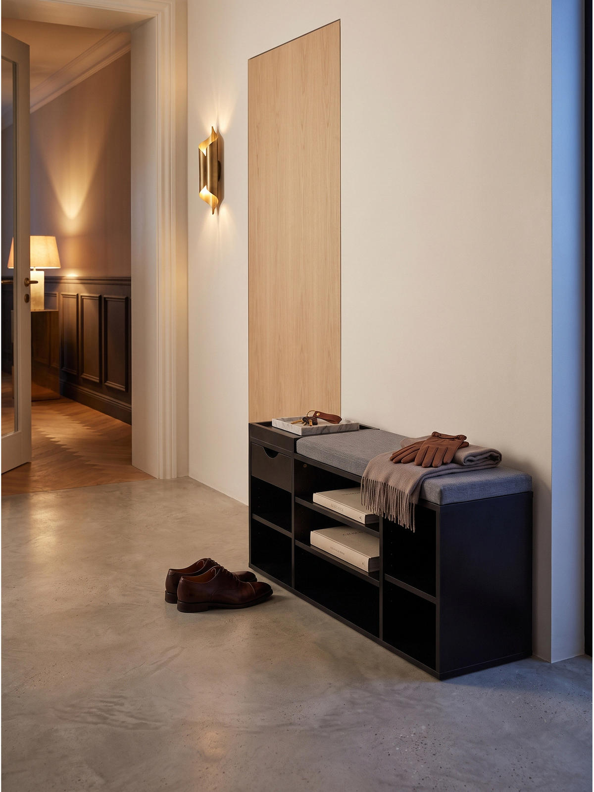 GARDEROBENBANK CARTAGENA, Stoff, Schwarz, 100 x 30 x 45 cm - Schwarz, Holzwerkstoff/Textil (100/45/30cm) - KADIMA DESIGN