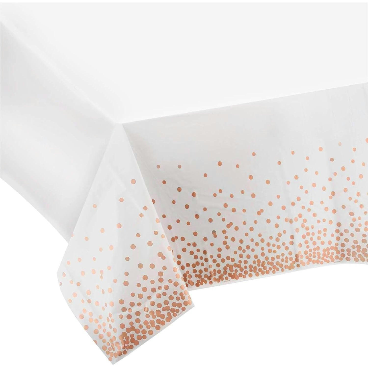 TISCHDECKE 4 Stück Set 137 x 274 cm Rosegold Punkte - Weiß, Kunststoff (274/137/3cm)