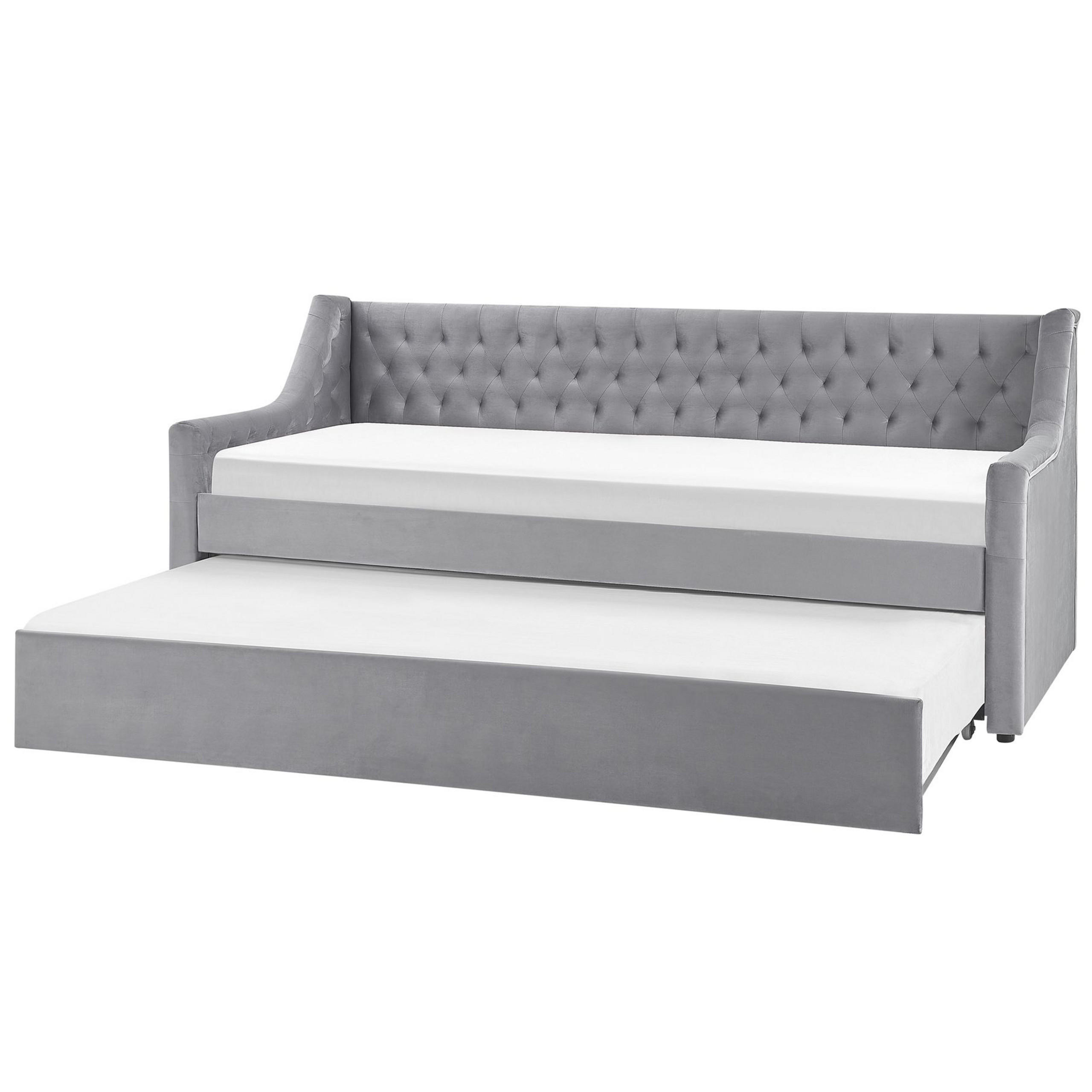 TAGESBETT 90/200cm Hellgrau Montargis - Hellgrau, Textil (90/200cm) - Beliani
