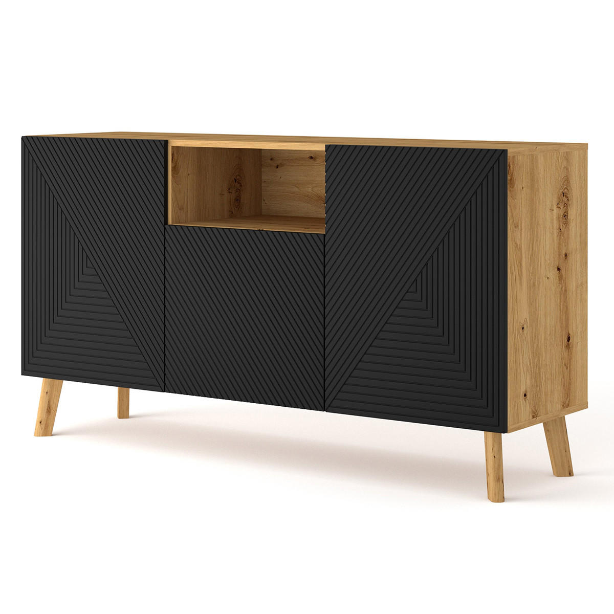 SIDEBOARD Nexa Holz und Schwarz - Schwarz, Holzwerkstoff (146/80/42cm) - Petits-meubles