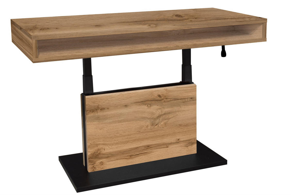 COUCHTISCH Höhenverstellbar Else 2 110x59x60 Holzwerkstoff Wotan Eiche - Eiche Wotan/Schwarz, Holzwerkstoff (110/60/59cm) - 58aufmkessel