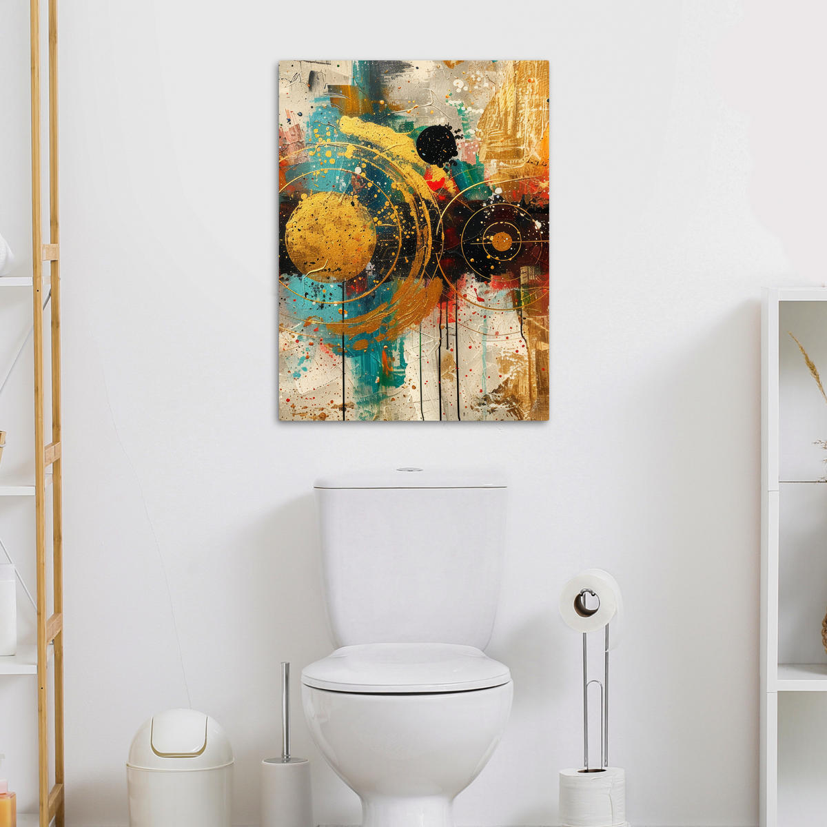 OBRAZ NA PLÁTNE Abstraktné - umenie - zlaté - moderné 50x70 cm - viacfarebná, textil (50/70cm) - MuchoWow