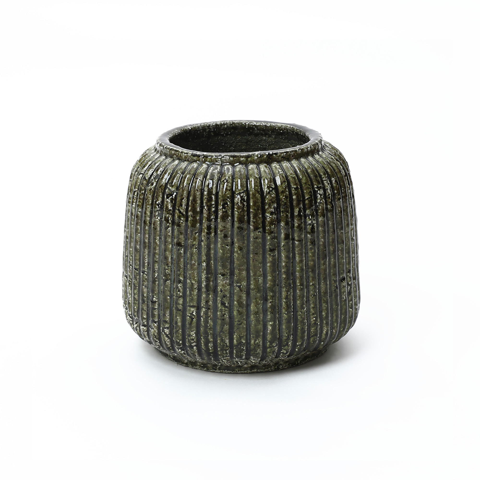 VASE, dunkelgrün aus Keramik, Ø23 x H21.5 cm - Dunkelgrün, Keramik (21.5cm) - Hometopia