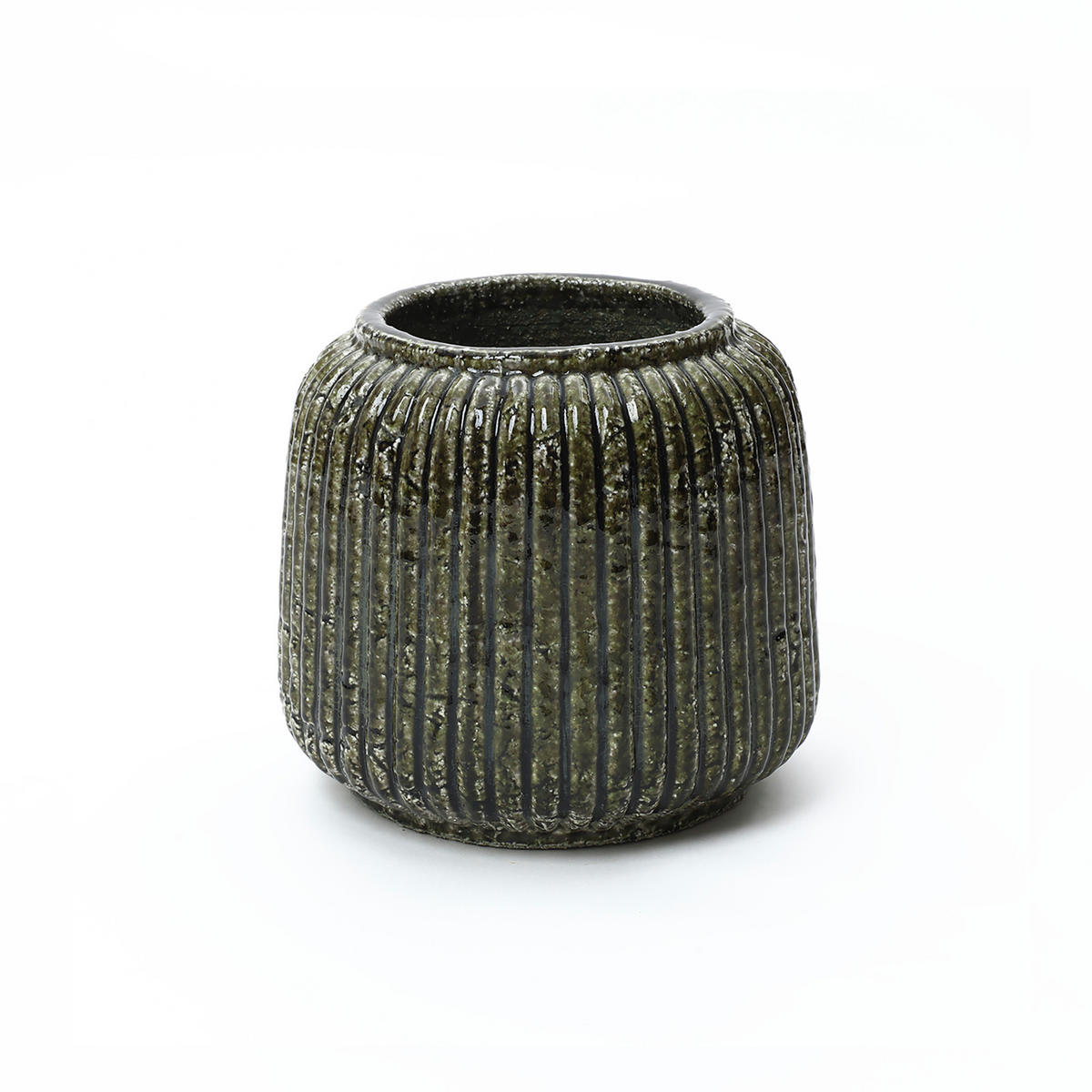 VASE, dunkelgrün aus Keramik, Ø23 x H21.5 cm - Dunkelgrün, Keramik (21.5cm) - Hometopia