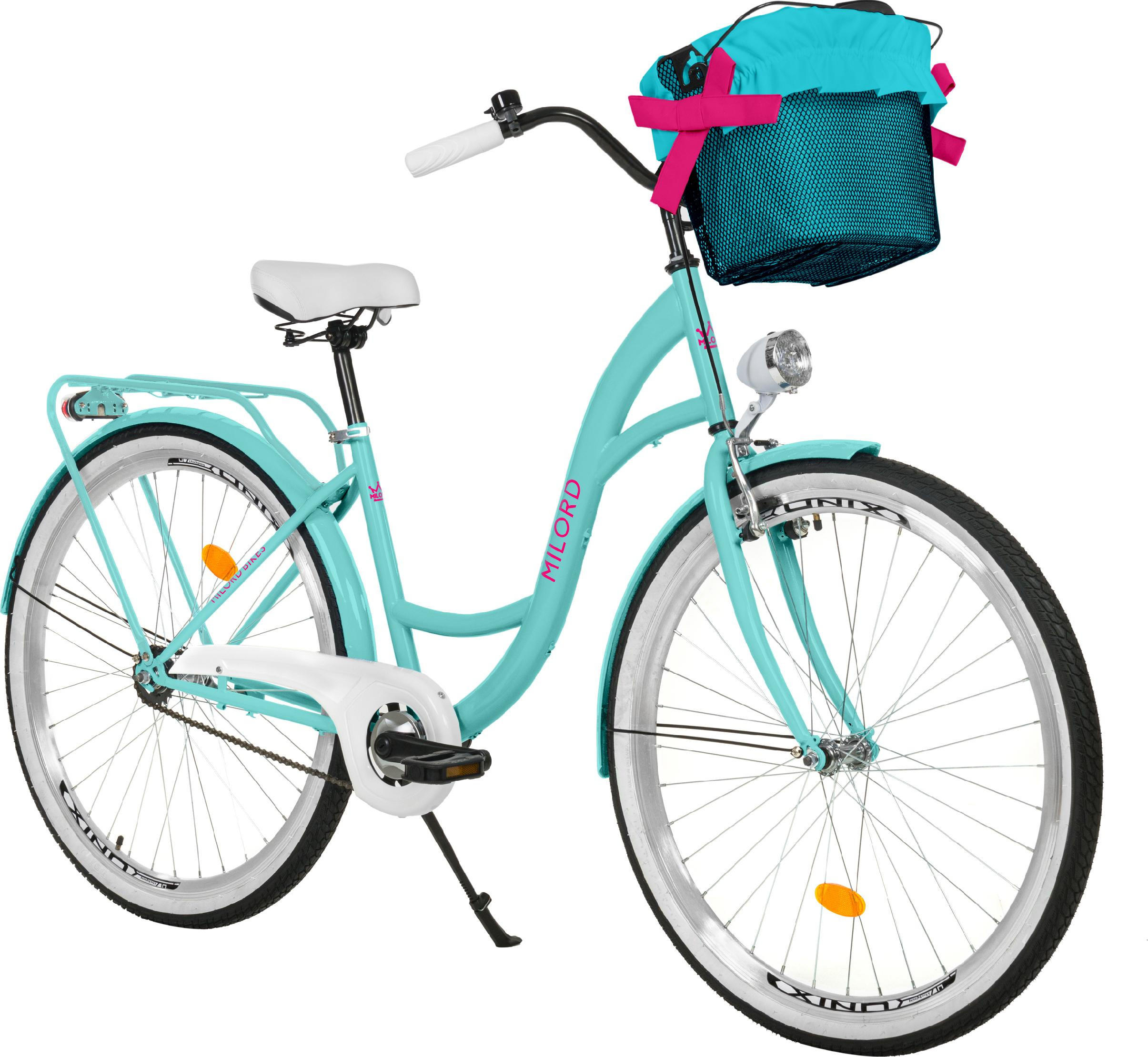 CITY-FAHRRAD Milord mit Metallkorb, 28 Zoll, Blau, 1-Gang - Blau, Metall (46cm) - Milordbikes