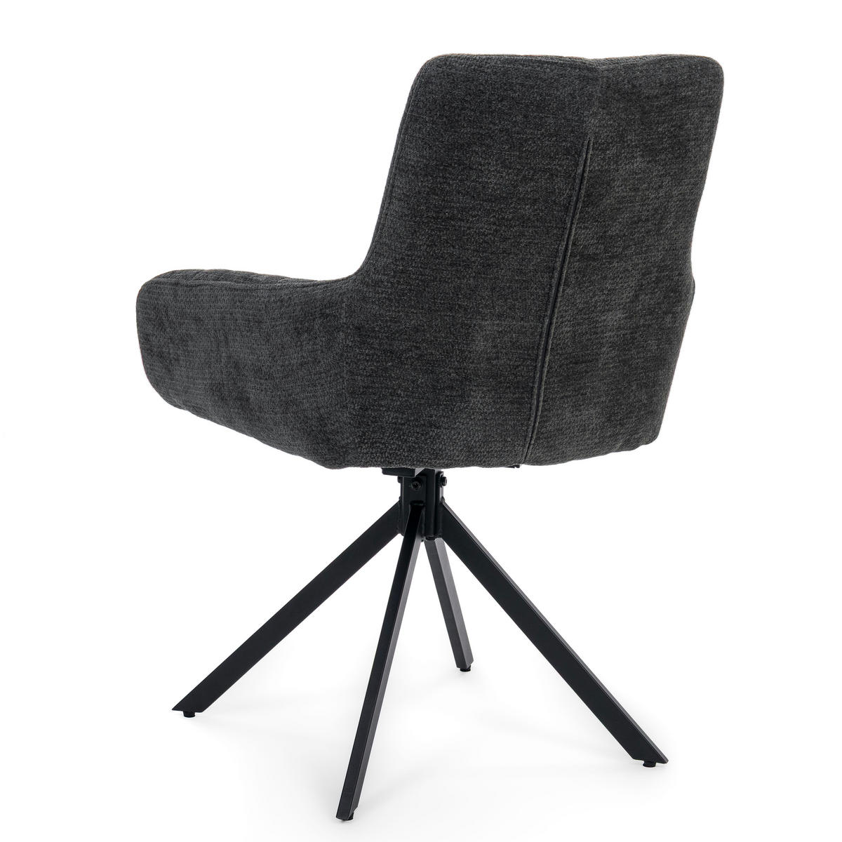 STUHL LUINO drehbar gepolsterter mit Steppung - graphit - Chenille - Dunkelgrau/Schwarz, Textil/Metall (58/87/60cm) - NEW HOME