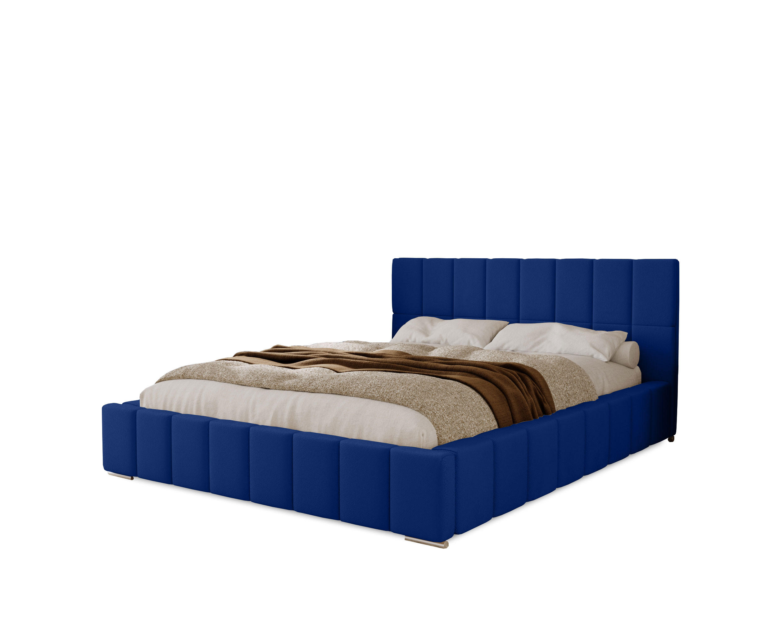 POLSTERBETT Alma 120x200 cm, Doppelbett mit Bettkasten und Lattenrost aus Holz, Velourstoff: Dunkelblau - Dunkelblau, Holz/Kunststoff (120/200cm) - Marpur