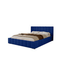 POLSTERBETT Alma 180x200 cm, Doppelbett mit Bettkasten, Lattenrost und Matratze aus Holz, Velourstoff: Dunkelblau - Dunkelblau, Holz/Kunststoff (180/200cm) - Marpur