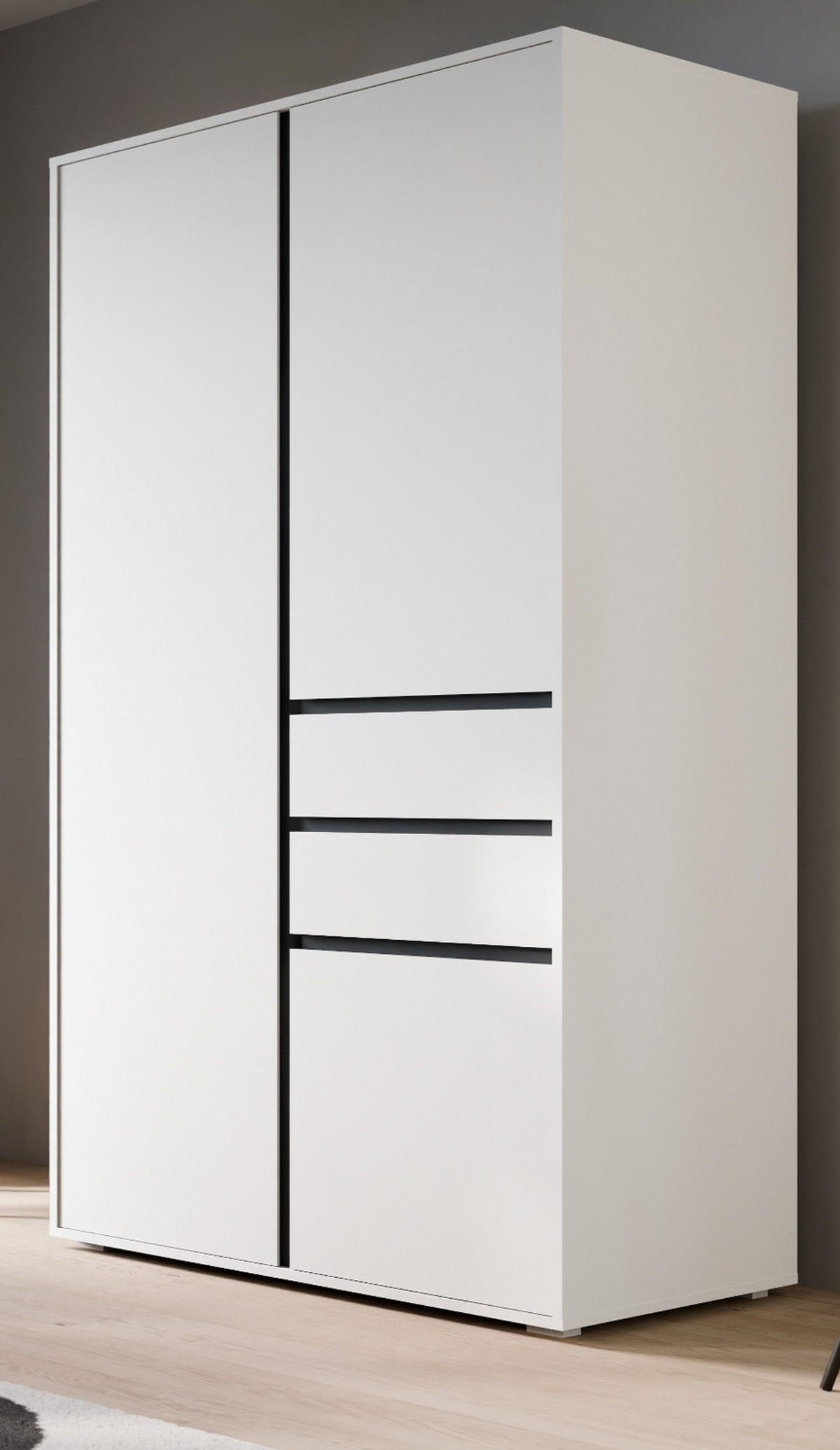 KLEIDERSCHRANK weiß, grau 100 x 194 cm, Drehtürenschrank 3-türig - Anthrazit/Silberfarben, Holzwerkstoff/Kunststoff (100/194/56cm) - Inn.Furn