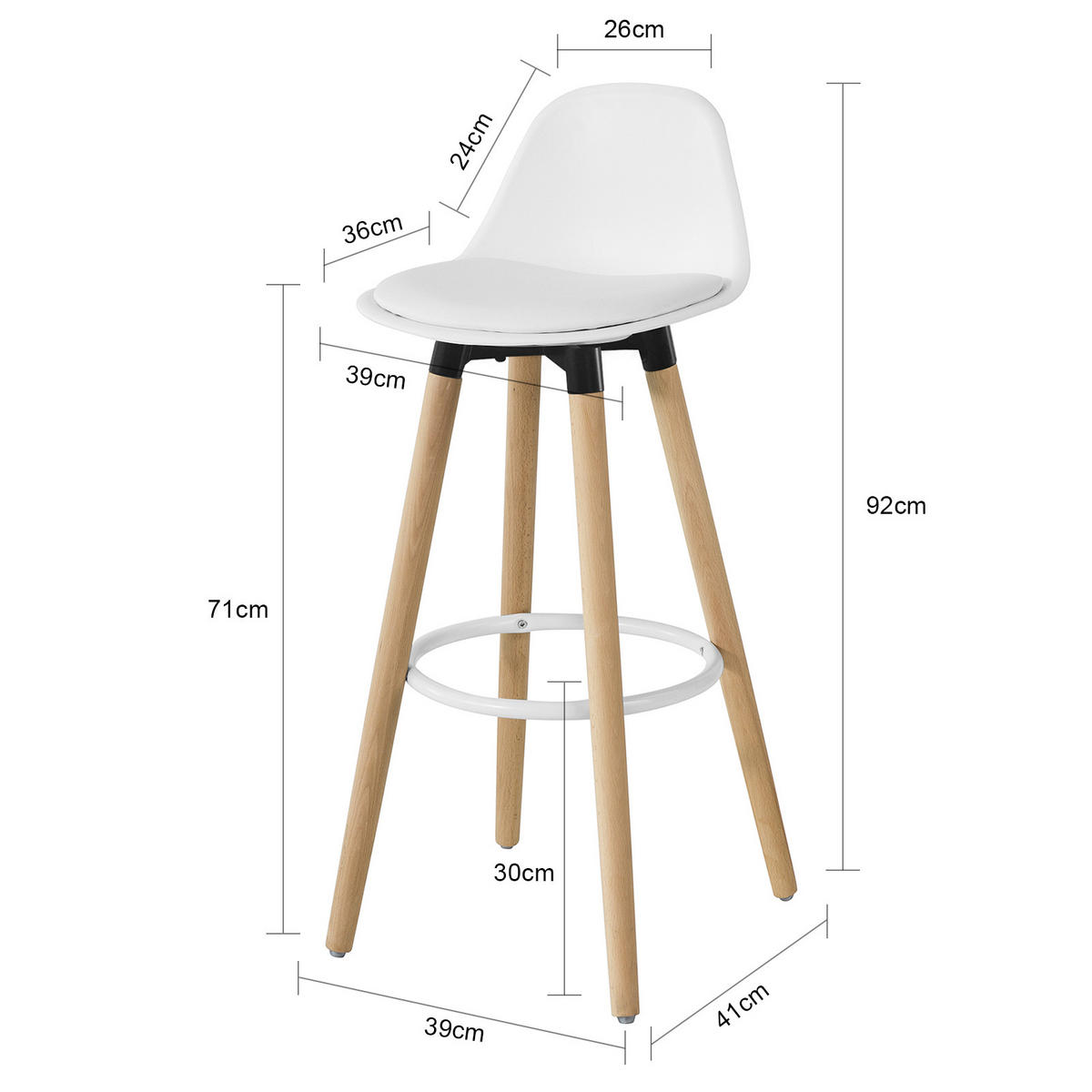 BARHOCKER Buche Weiß - Weiß, Holzwerkstoff (39/92/41cm) - SoBuy