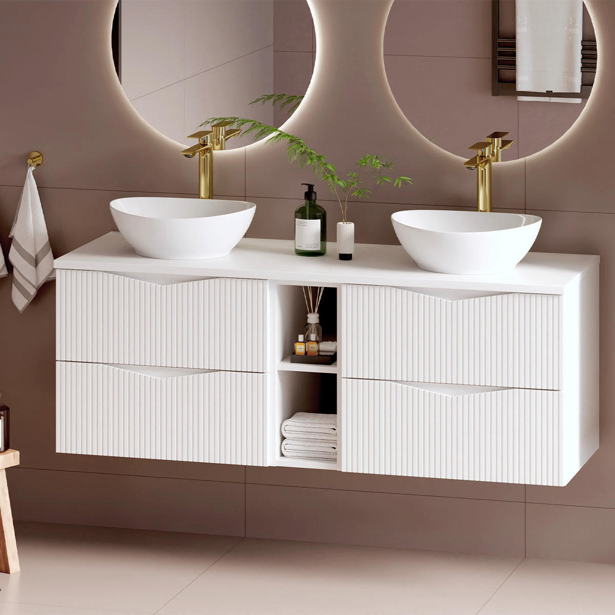DONJI ELEMENT ZA UMIVAONIK 140.6cm Tao Bijeli - bijela, drvni materijal (140.6/52.2/46.5cm) - Petits-meubles