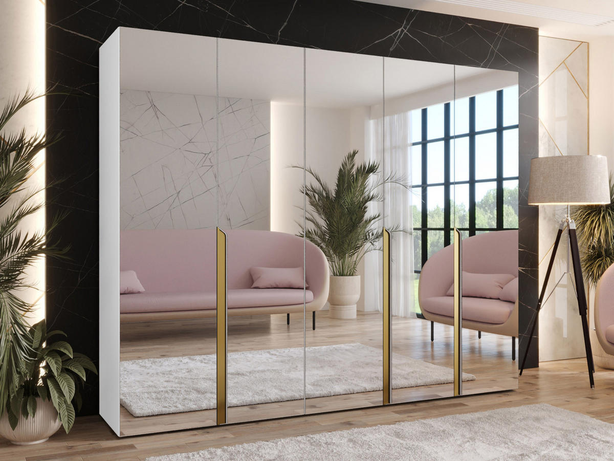 DREHTÜRENSCHRANK Mila III 250 - Goldfarben/Schwarz, Holzwerkstoff/Kunststoff (250/202/52cm) - MIRJAN24