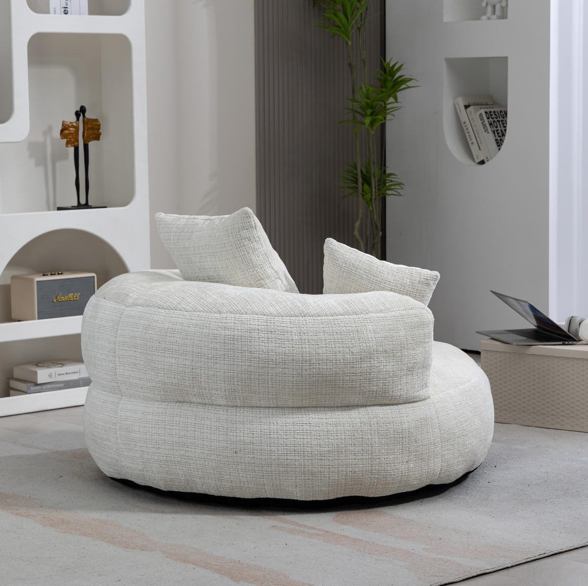 SITZSACK Chenille Beige 108 x 108 x 52 cm - Beige, Kunststoff (108/52/108cm) - Beauniv
