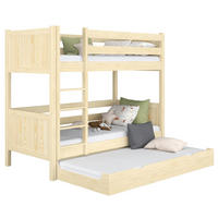 ETAGENBETT N02 mit Matratzenschublade Klare Kiefer 100/200 - Hellbraun/Braun, Naturmaterialien/Holz (100/200cm) - N-Wood