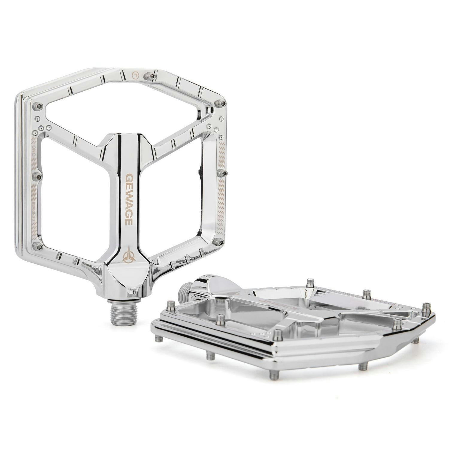 FAHRRADPEDALE CNC-Aluminium ultraflach mit 14 Anti-Rutsch-Pins Silver - Silberfarben, Metall (11/1.5/12cm)