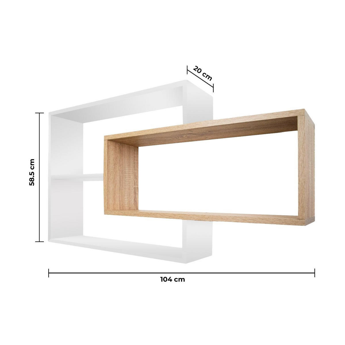 SCHWEBEREGAL KARO Weiß/Natur - Weiß/Naturfarben, Holzwerkstoff (20/59/104cm) - Mein-Regal