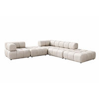 ECKSOFA Corner Modular, Veloursstoff Bluvel, Creme, Rechts, Bolla - Creme, Holz (288/288cm) - Kaiser Möbel