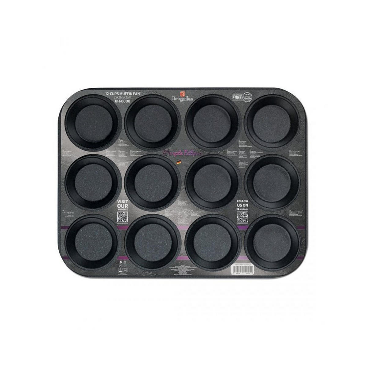 BACKFORM für 12 Muffins 44886 - Violett, Metall (26.5/3/35cm) - Berlinger Haus