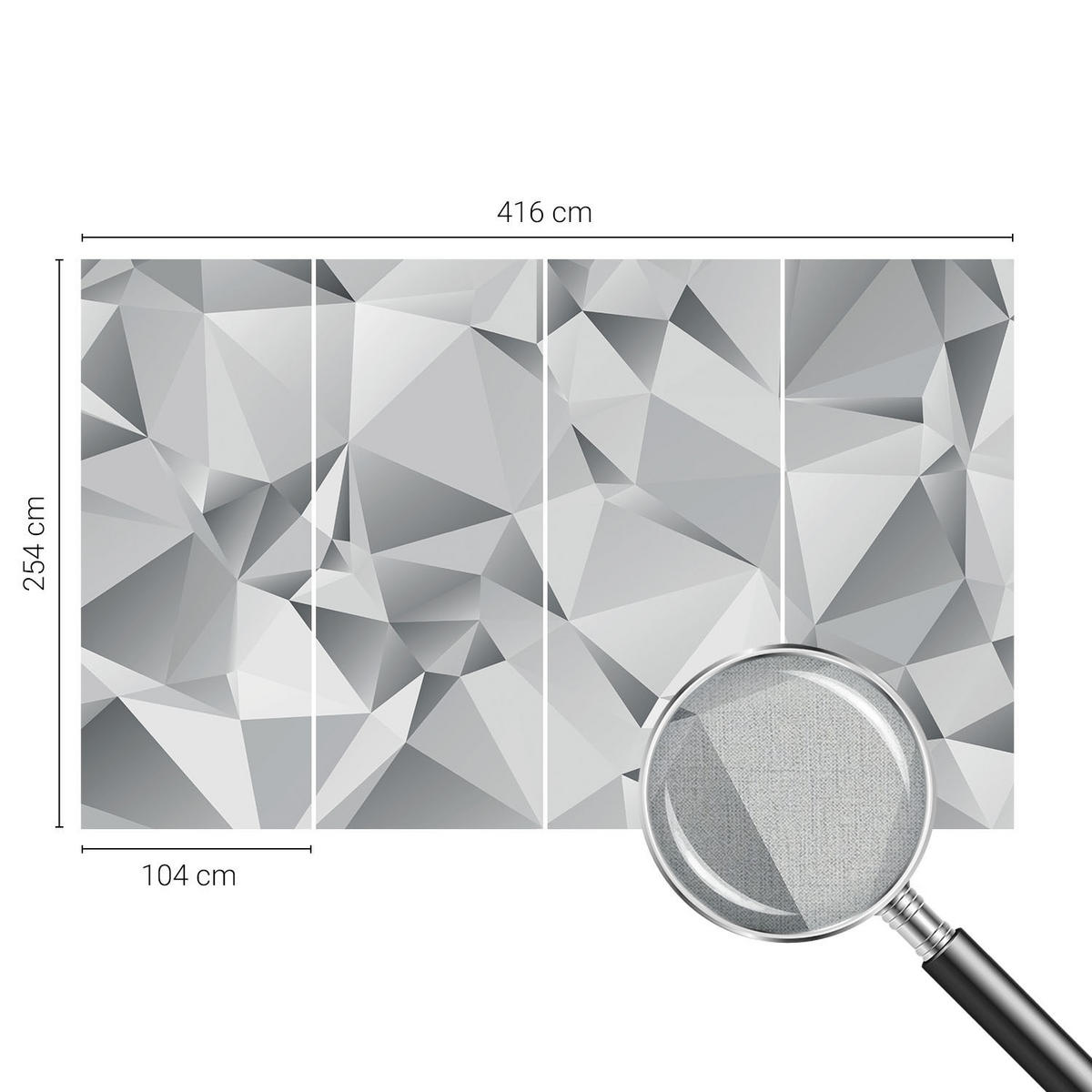 FOTOTAPETE 416x254 cm - Abstrakte Geometrie - Weiß, Textil (416/254cm) - Wallfluent