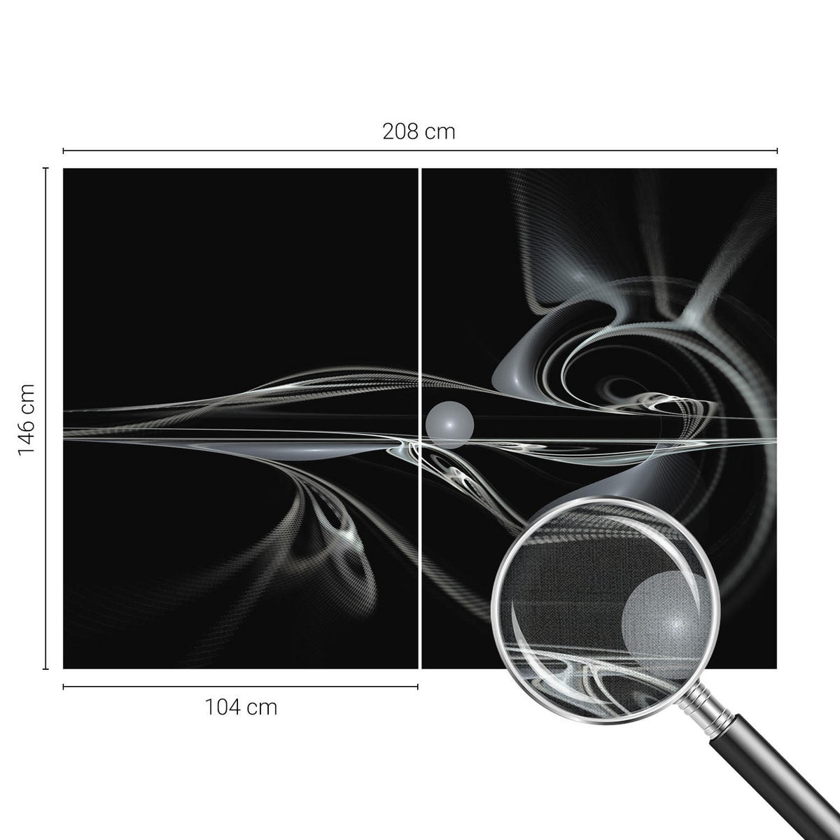 FOTOTAPETE 208x146 cm - Flüssigkeitsleitungen - Schwarz, Textil (208/146cm) - Wallfluent